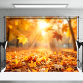 Aperturee - Aperturee Fallen Leaves Under Sunshine Bokeh Autumn Backdrop
